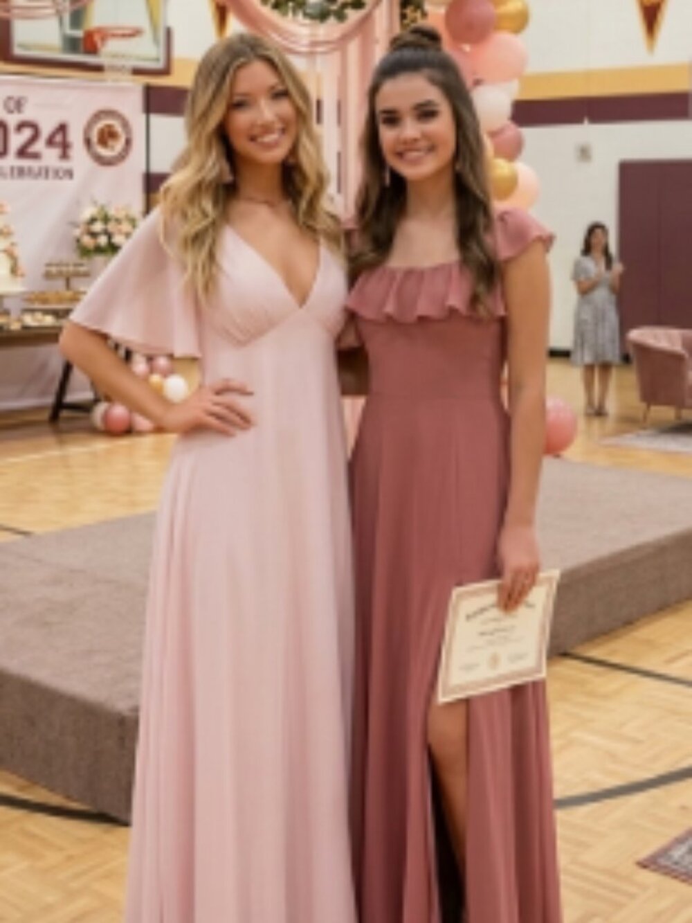 Show Me Your Mumu Faye Flutter Maxi Dress - Dusty Blush Crisp